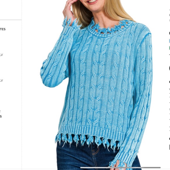 Zenana “ Carly “ Zenana Cable Knit Sweater with Fringe Detail 29 - Picture 1 of 3